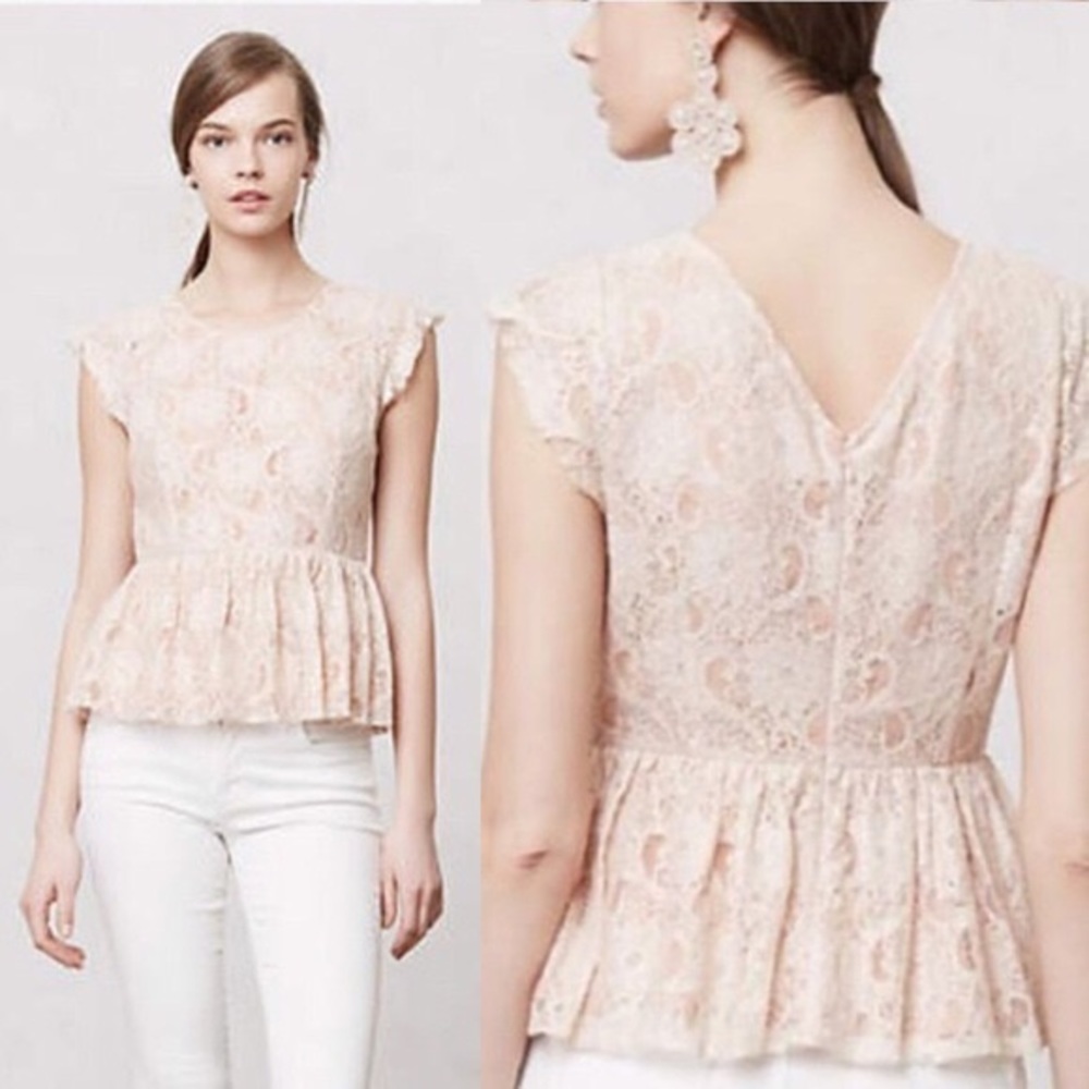 Pink lace Maeve peplum top